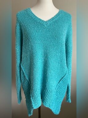 NWT - Davi & Dani Turquoise V- Neck Sweater.